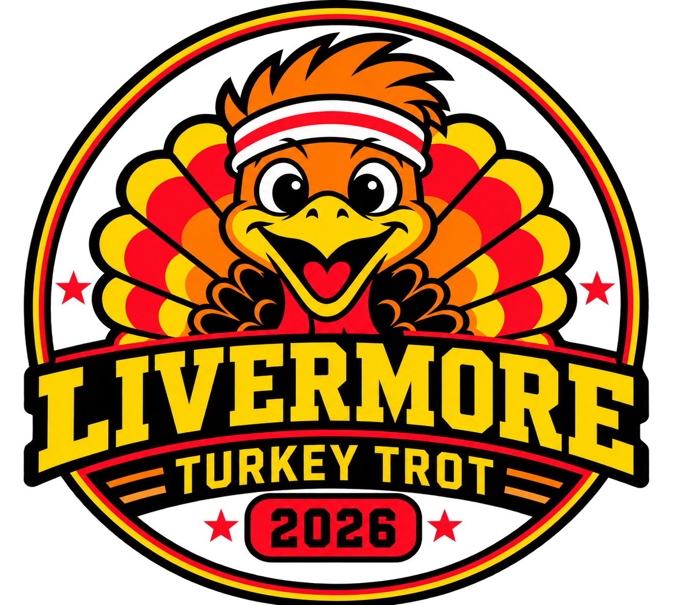 Livermore Turkey Trot 2026 official logo featuring Terry the Turkey